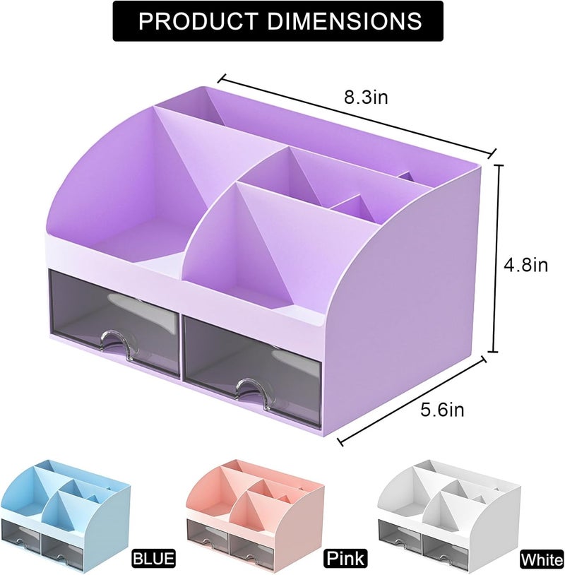 COMFYROOM Makeup Organizer with Drawers, Cosmetic Storage for Dresser Vanity and Bathroom Countertop, Beauty Holder for Lipstick Brush, Skincare Organizer for Vanity, Cosmetic Display Case (Purple) - Image 4